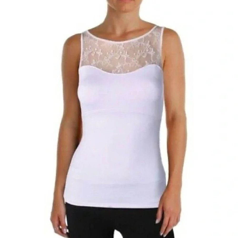 Spanx Hide & Seek Lace Bateau Tank in Frosted Lilac Size Medium
